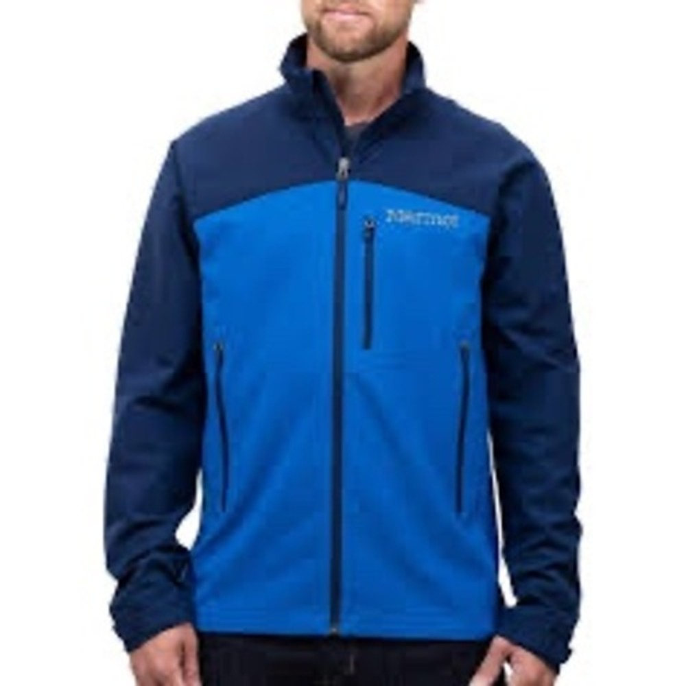 Marmot M3 Softshell Jacket Mens Large Blue Full Zip Water Repellent RN 79448